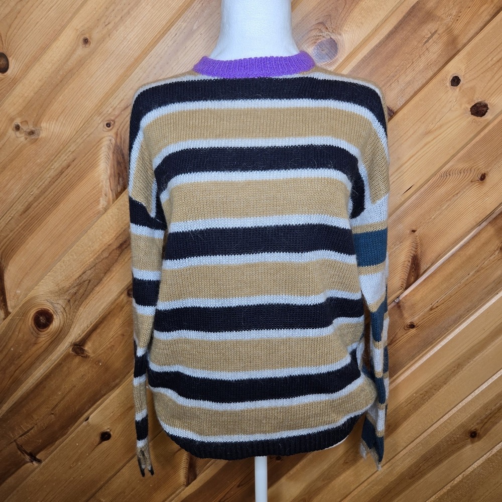 Paper Wardrobe Made in Italy Womens Sweater Medium Stripe Acrylic/Wool/Alpaca